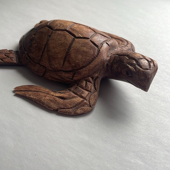 Decorative Wood Turtle Home Accent Brown Eclectic Animal Boho - Picture 2 of 10